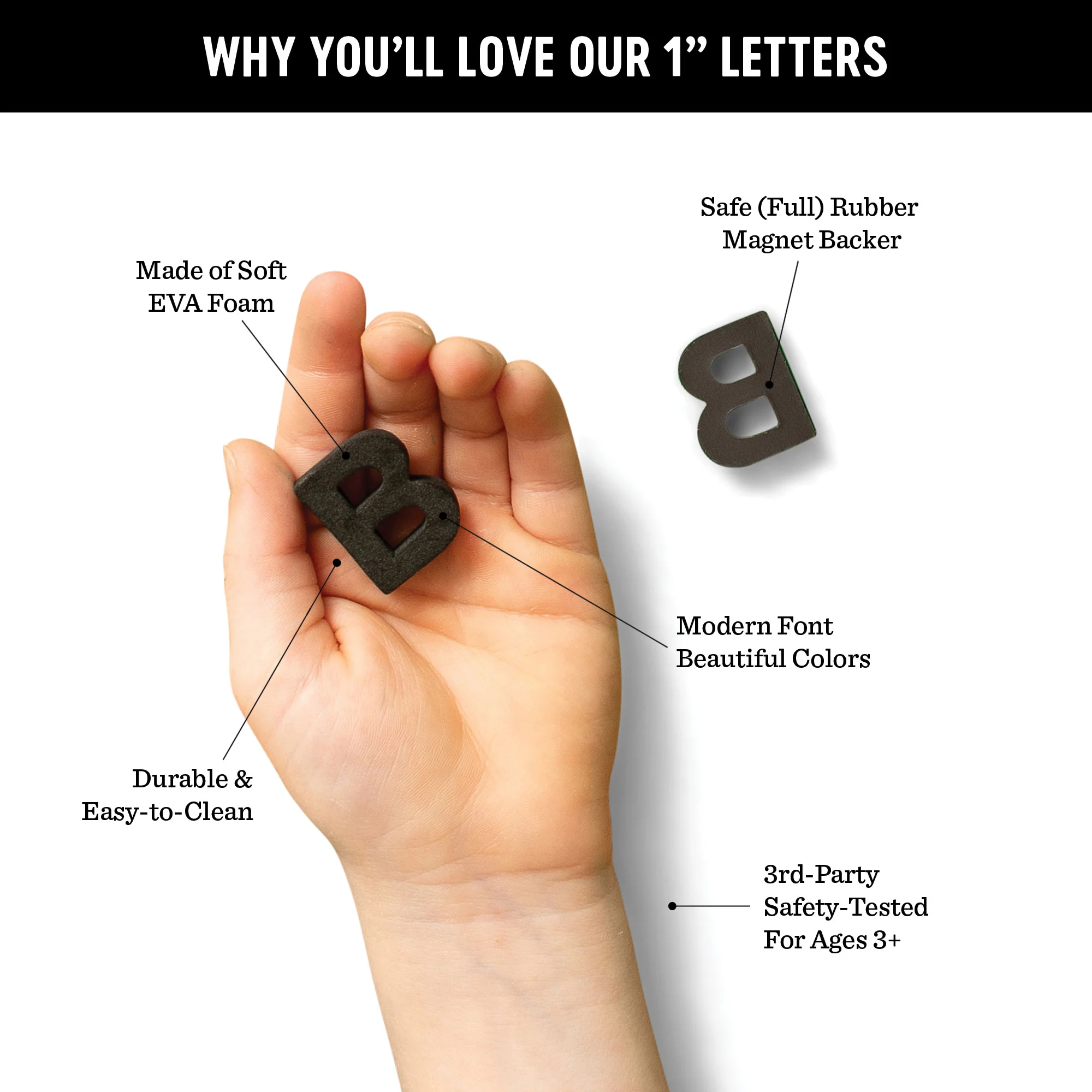 1" 200pc Inky Black Magnetic Letters & Numbers - Image 7