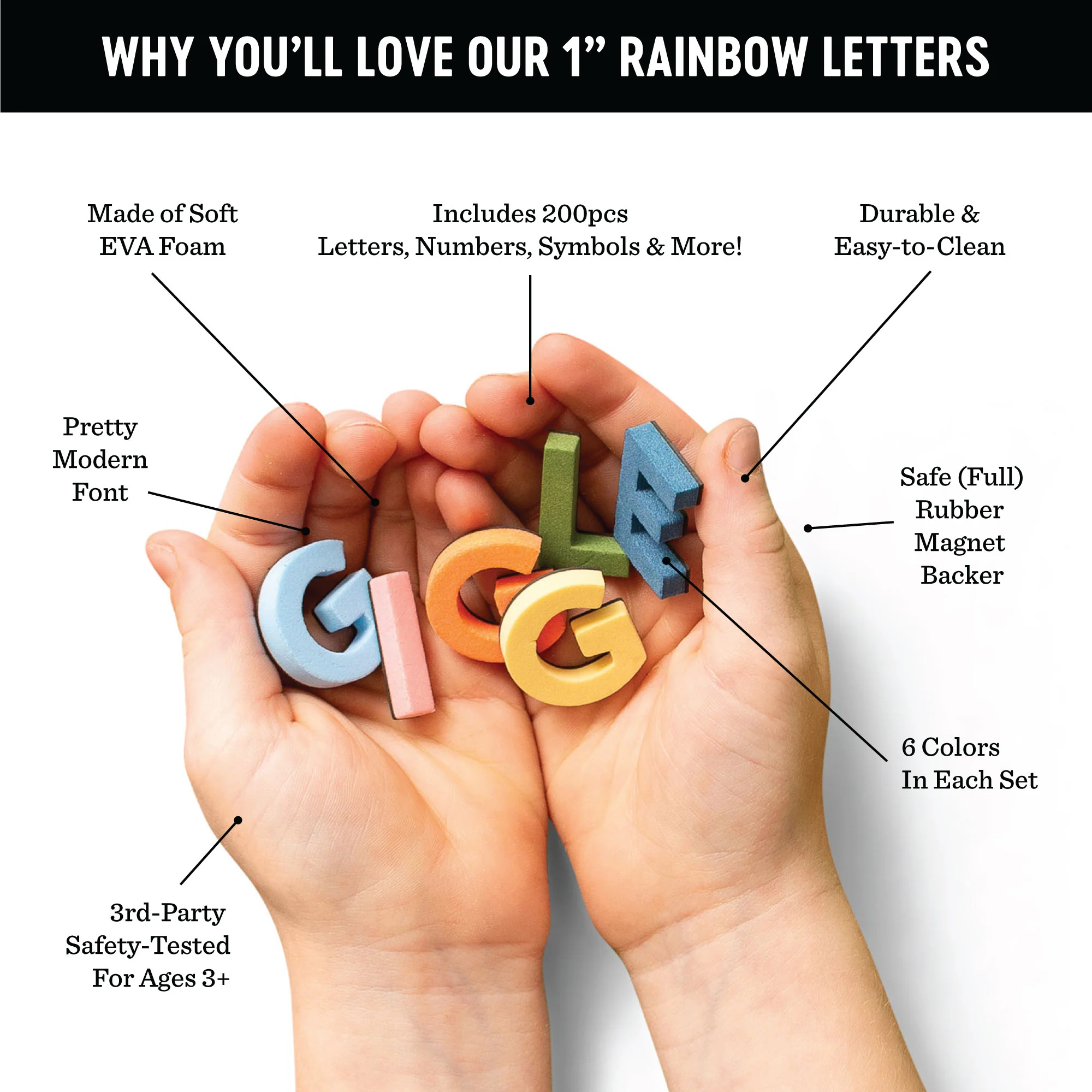 1" 200pc Rainbow Mod Magnetic Uppercase Letters & Numbers - Image 6
