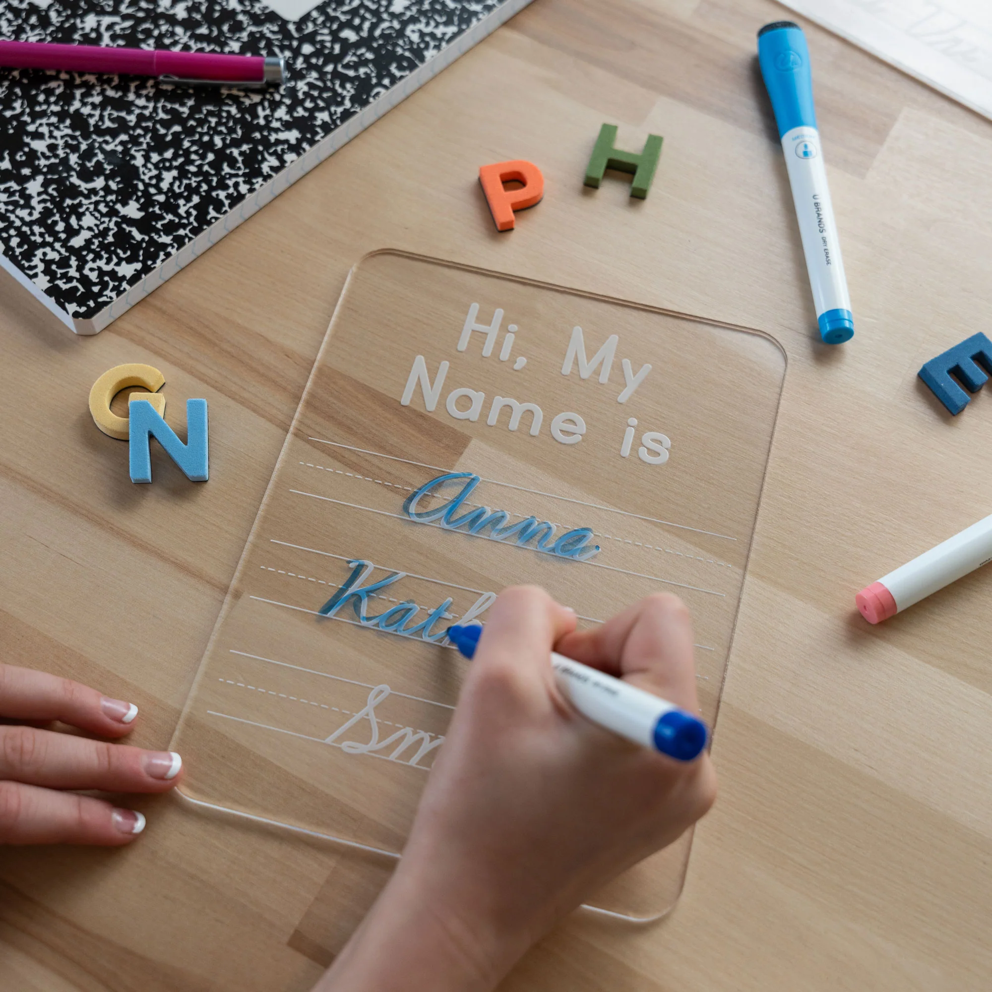 Personalized Acrylic Dry-Erase Name Tracing Practice Board, Compact - Image 3