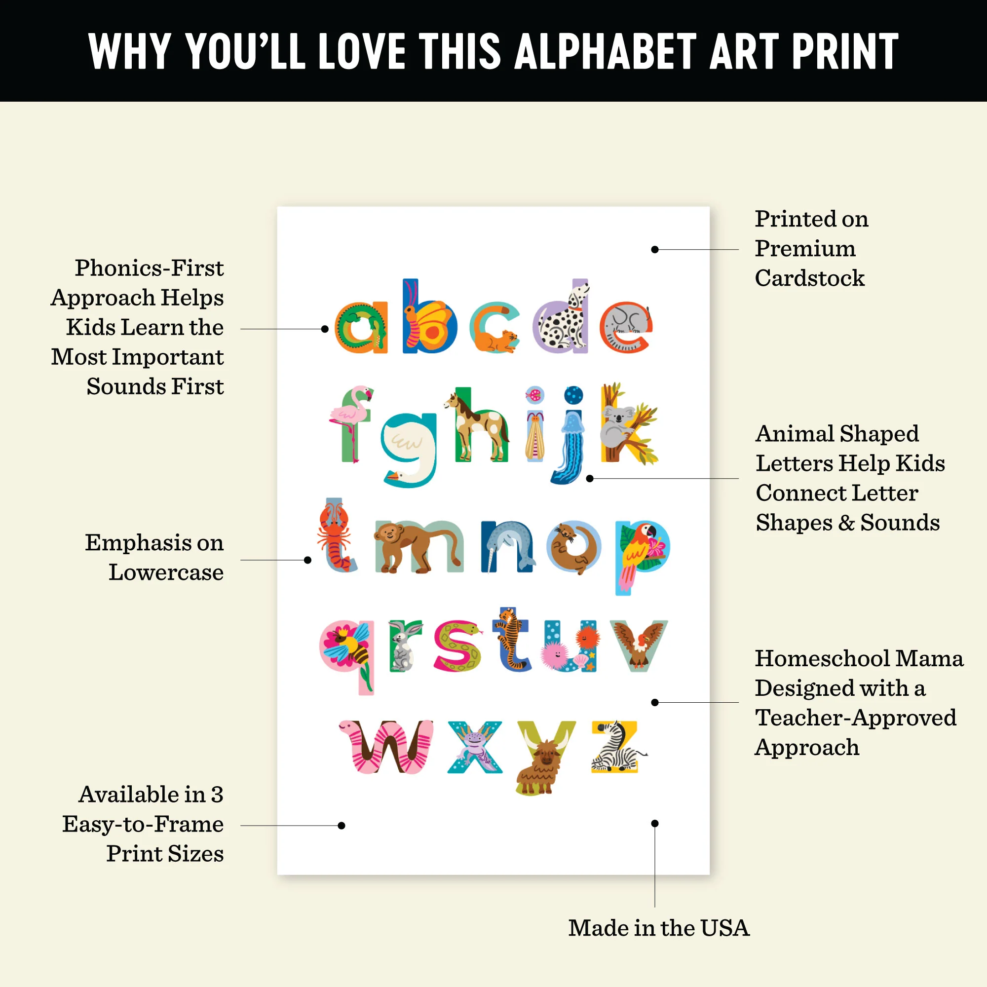 Modern A to Z Animal Alphabet Art Print - Image 5