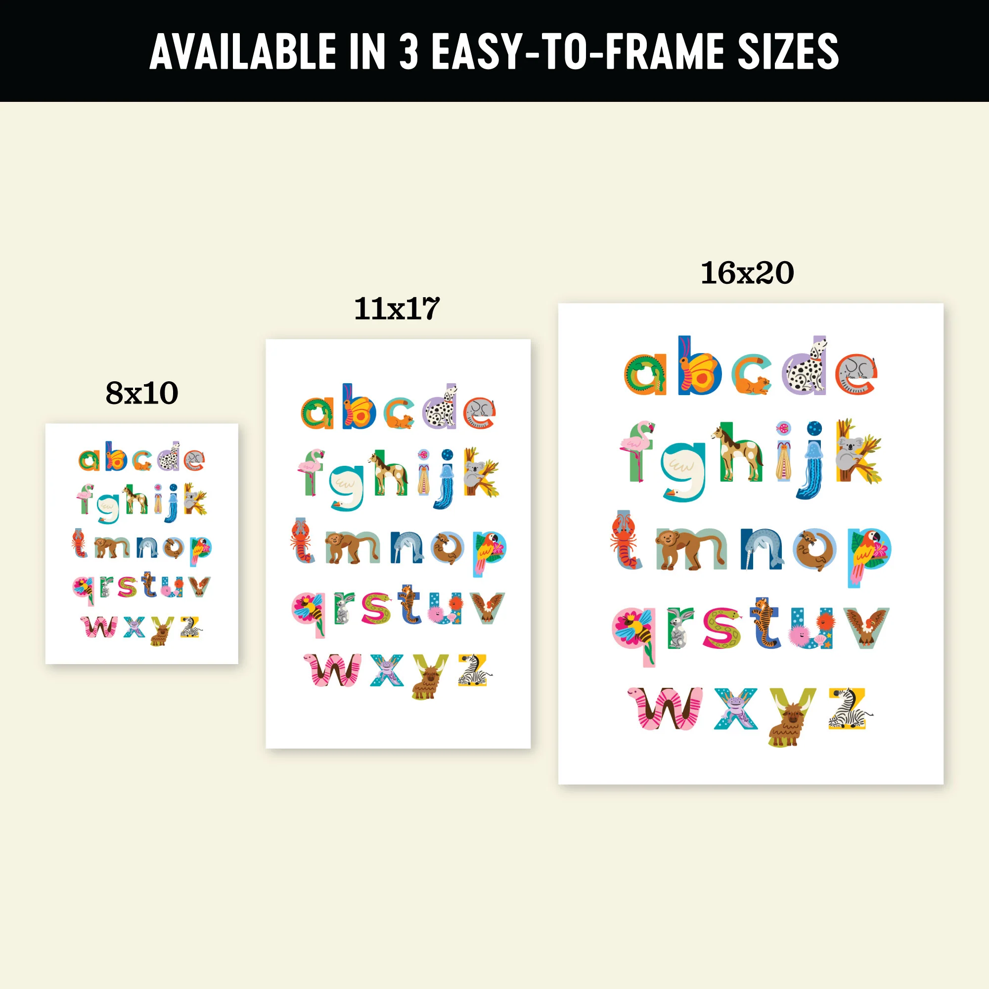 Modern A to Z Animal Alphabet Art Print - Image 6