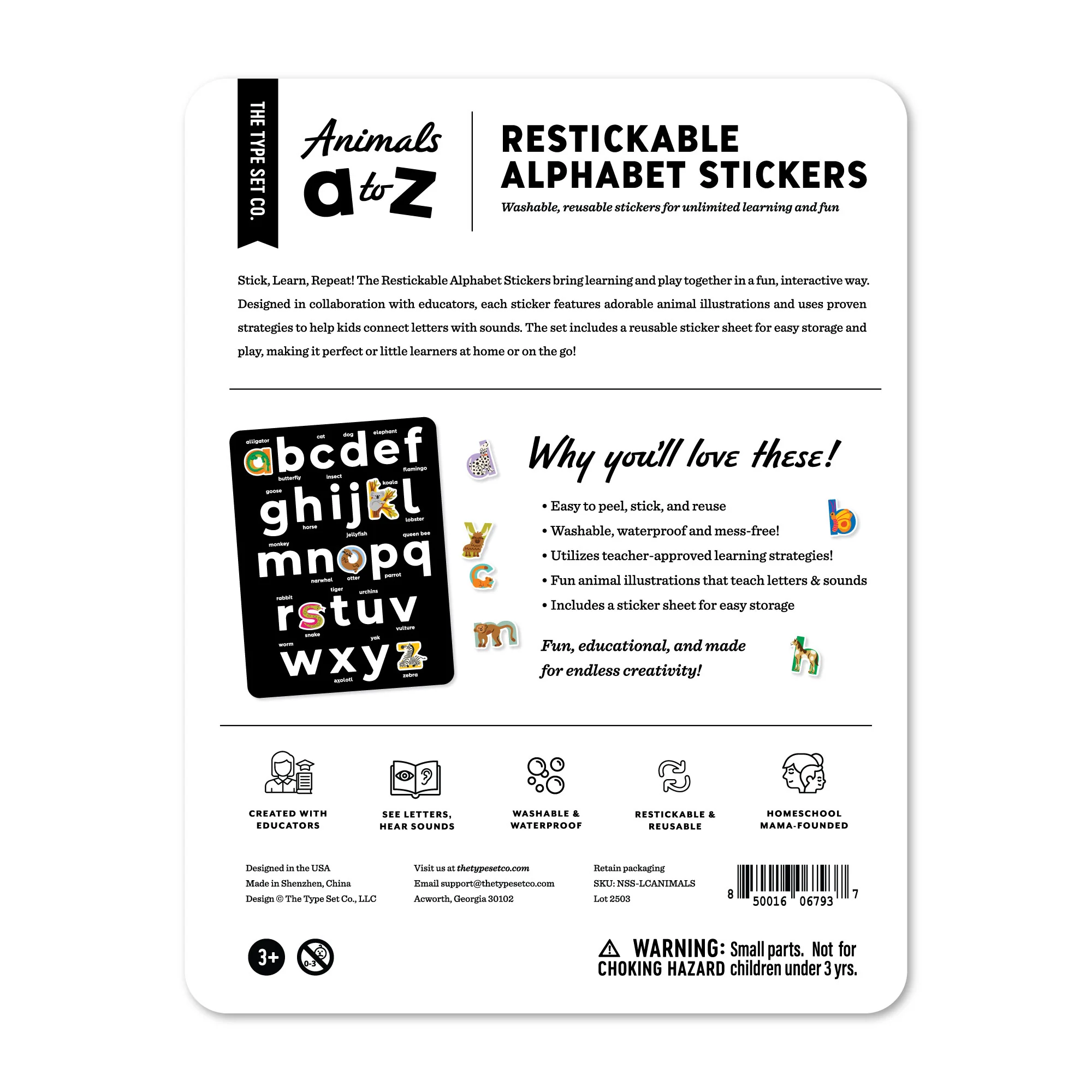 Animals A to Z Restickable Alphabet Stickers - Image 6