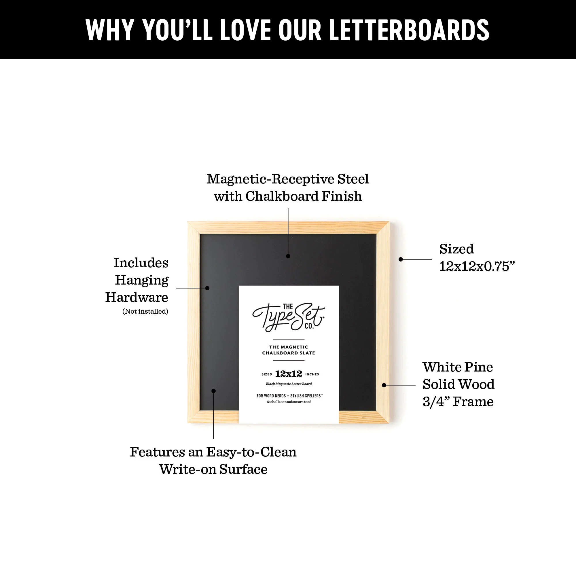 12x12 Black Magnetic Chalkboard - Image 3