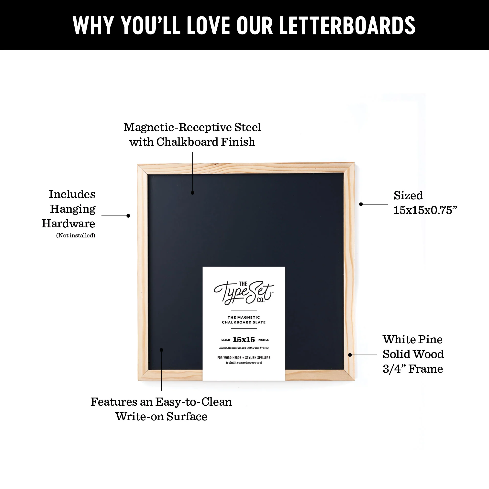 15x15 Black Magnetic Chalkboard - Image 4