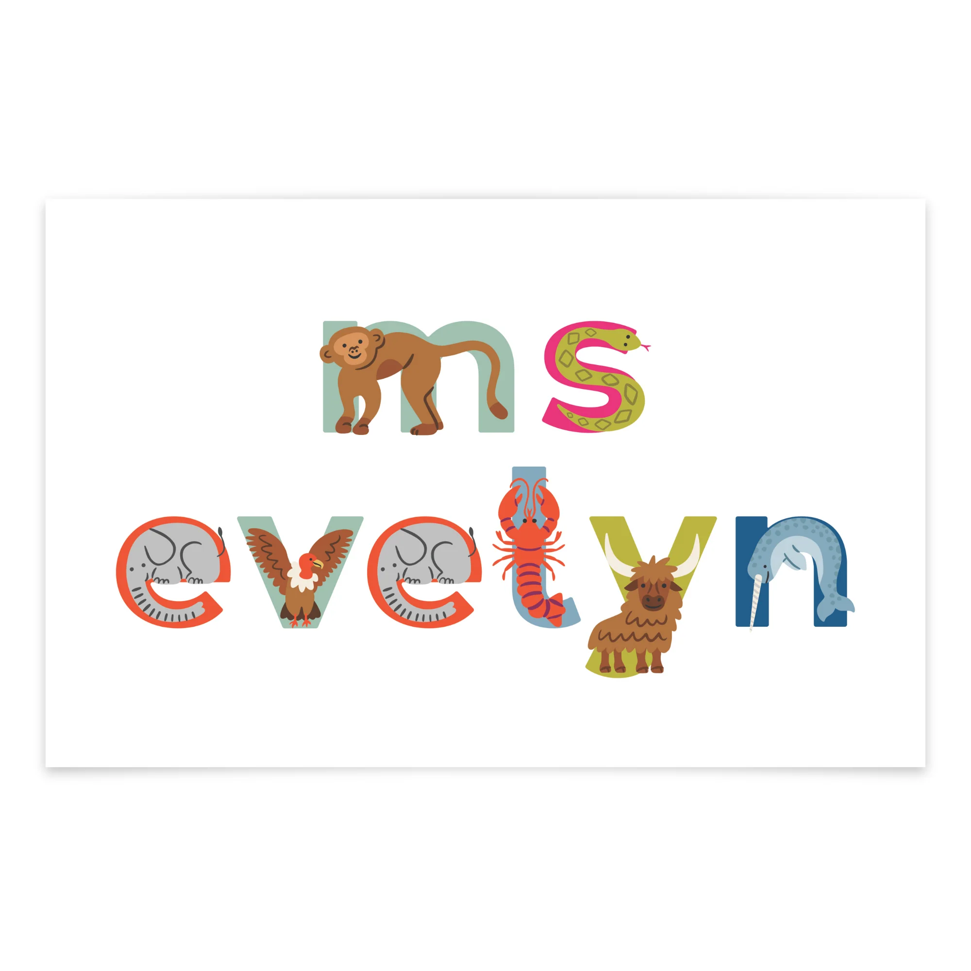 Personalized Name Animal Alphabet Art Print - Image 5
